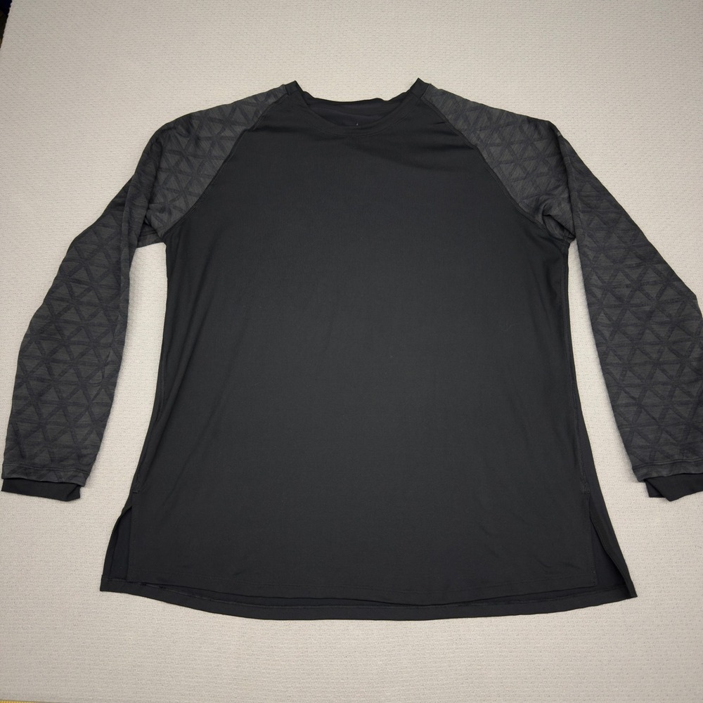 Nike Pro Shirt Mens XXL Black Long Sleeve Training Top Geometric Thumbholes